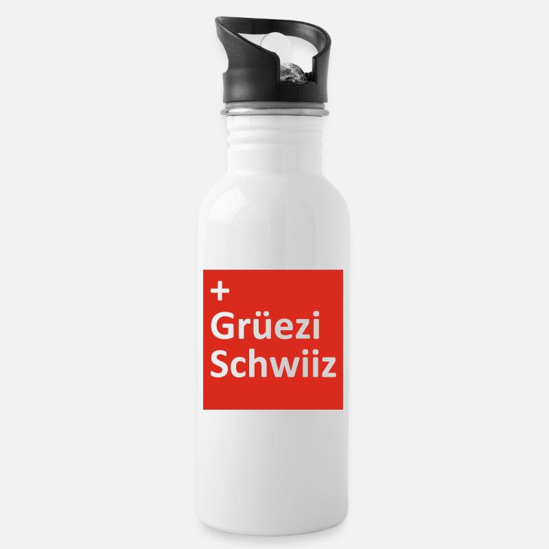 Grüezi - Hopp Schwiiz - Schweiz - Suisse - Gourde avec paille intégrée - blanc
