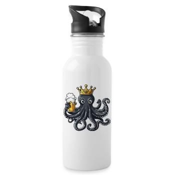 Octopus Beer King - Water bottle with straw - white - Right
