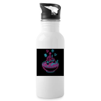 Anime Gamer Shirt - Powered by Ramen & Rage Quits - Water bottle with straw - white - Right