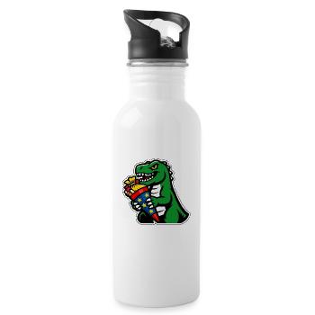 Dino School Cone School Bag Dinosaur School Enrollment - Water bottle with straw - white - Right