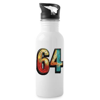 64 chiffres colorés - Gourde avec paille intégrée - blanc - Droite