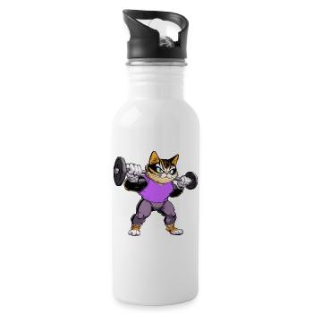 Fitness Cats - Gourde avec paille intégrée - blanc - Droite