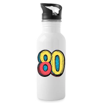 80 Number Colorful - Water bottle with straw - white - Right