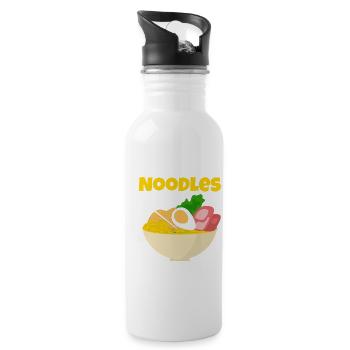 Noodles Ramen Lover Gift Funny Food Shirt - Water bottle with straw - white - Right
