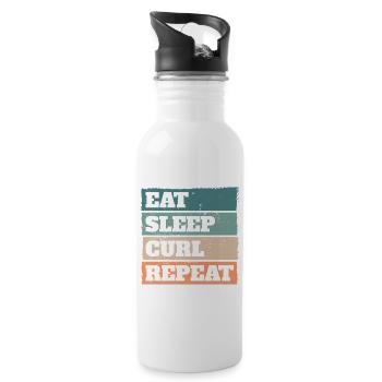 Eat Sleep Curl Repeat Rétro Vintage Sport Look - Gourde avec paille intégrée - blanc - Droite