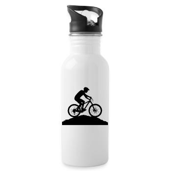 Silhouette de VTT d’aventure en montagne - Gourde avec paille intégrée - blanc - Droite