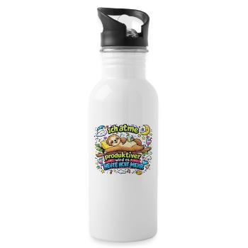 Ich atme, produktiver wird's heute nicht mehr - Trinkflasche mit integriertem Trinkhalm - Weiß - Rechts