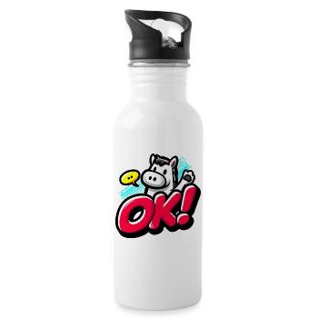 OK Pony - Gourde avec paille intégrée - blanc - Droite