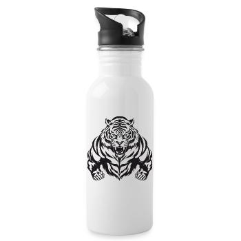 Tiger Workout Gym - Water bottle with straw - white - Right