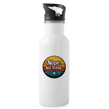 Nope. Not Today. Retro Circle - Water bottle with straw - white - Right