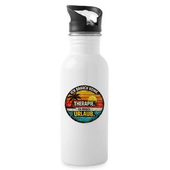 Vacation Instead of Therapy Retro Circle - Water bottle with straw - white - Right