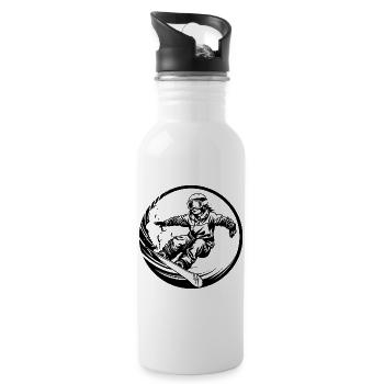 Snowboarding Woman Silhouette - Water bottle with straw - white - Right