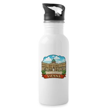 Wiener Austria Hofburg Palac Band Reisewappen - Trinkflasche mit integriertem Trinkhalm - Weiß - Rechts