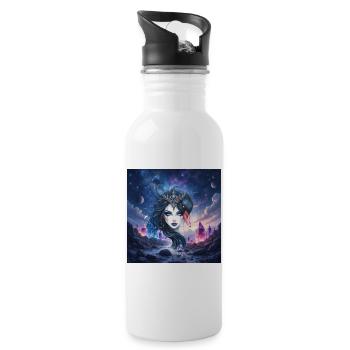 Star Queen with Swan and Crystals - Water bottle with straw - white - Right