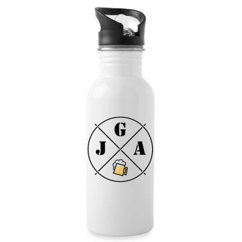 JGA Bier (Junggesellenabschied Kreis Symbol POS2C) - Trinkflasche mit integriertem Trinkhalm - Weiß - Rechts