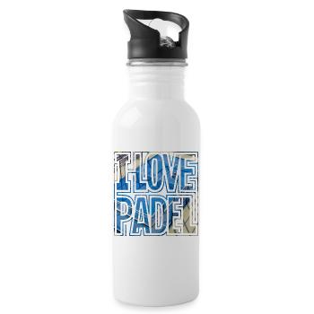I LOVE PADEL, Padel Court, Gift Idea Shirt - Water bottle with straw - white - Right