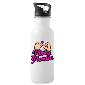 Pinky Promise Heart Promise Word of Honor Shirt - Water bottle with straw - white - Right