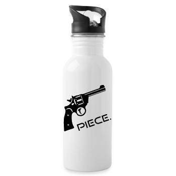 Revolver Waffe Wumme Piece - Peace - Trinkflasche mit integriertem Trinkhalm - Weiß - Rechts