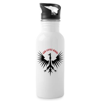 Eagle Bird Coat of Arms - God loves birds - Water bottle with straw - white - Right