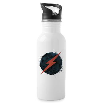 Digital Freedom - Retro Future Art - Water bottle with straw - white - Right