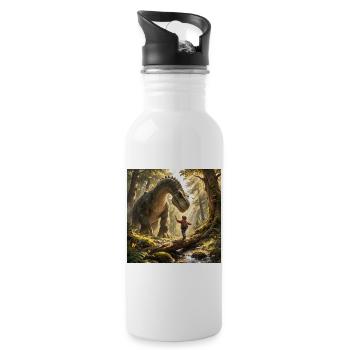 Drachenfreund Begegnung im Wald - Trinkflasche mit integriertem Trinkhalm - Weiß - Rechts