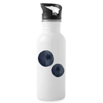 Blaubeeren Aquarell - Trinkflasche mit integriertem Trinkhalm - Weiß - Rechts