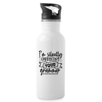 Silently Correcting Your Grammar – Lustiges Shirt - Trinkflasche mit integriertem Trinkhalm - Weiß - Rechts