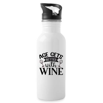 Age Gets Better with Wine – Lustiges Weindesign - Trinkflasche mit integriertem Trinkhalm - Weiß - Rechts