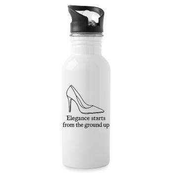 High Heel Line Art – Elegance Fashion Quote - Water bottle with straw - white - Right