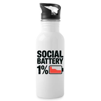Social Battery 1% Grafik-T-Shirt - Trinkflasche mit integriertem Trinkhalm - Weiß - Rechts
