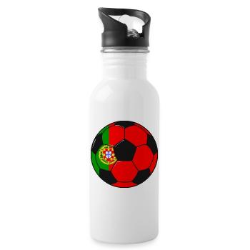 Fußballmannschaft Portugal - Trinkflasche mit integriertem Trinkhalm - Weiß - Rechts