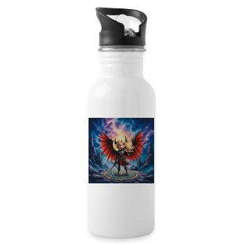 Red Winged Warrior in Runes - Water bottle with straw - white - Right
