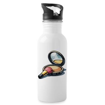 Powder brush illustration makeup - Water bottle with straw - white - Right