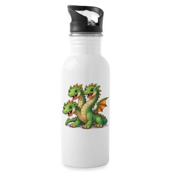 Dreiköpfiger Drache - Trinkflasche mit integriertem Trinkhalm - Weiß - Rechts