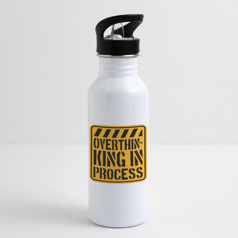 Overthinking In Process Funny Brooding Saying Logo Water bottle with straw