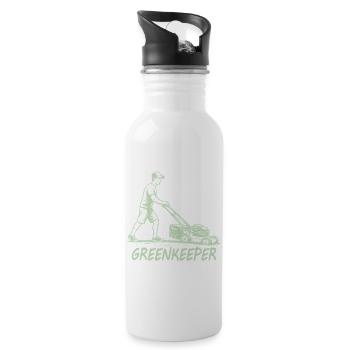 GREENKEEPER Leidenschaft Rasenpflege Garten - Trinkflasche mit integriertem Trinkhalm - Weiß - Rechts
