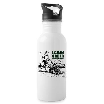 LAWN ORDER PROFESSIONAL Garten Rasenpflege Profi - Trinkflasche mit integriertem Trinkhalm - Weiß - Rechts