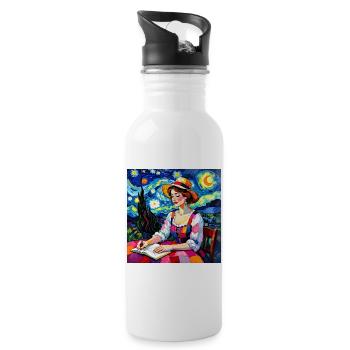 Nocturnal patchwork font - Water bottle with straw - white - Right