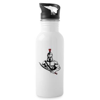 Spartan Gladiator Schwert Maskottchen Spartan Gym - Trinkflasche mit integriertem Trinkhalm - Weiß - Rechts