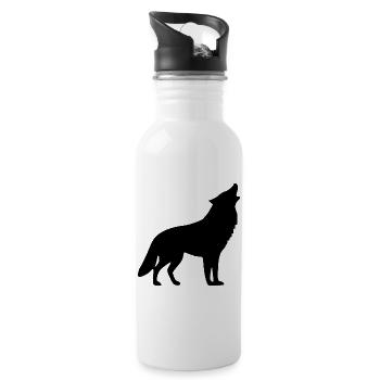 Howling wolf black - Water bottle with straw - white - Right