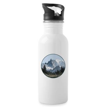 Mont-Blanc-Gebirgslandschaft - Trinkflasche mit integriertem Trinkhalm - Weiß - Rechts