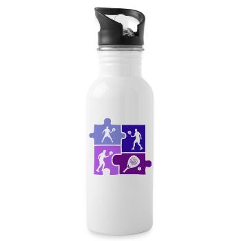 Padel Tennis Puzzle Sportsman Outfit - Water bottle with straw - white - Right