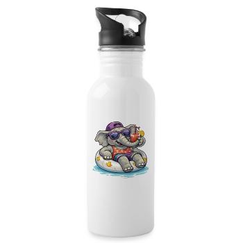 Éléphant de plage avec boisson - Gourde avec paille intégrée - blanc - Droite