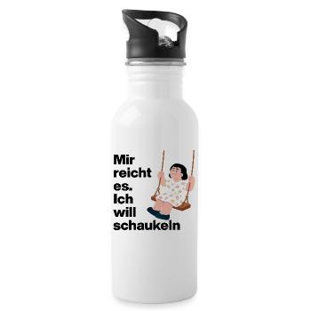 ICH WILL SCHAUKELN. KEINE LUST AUF MENSCHEN - Trinkflasche mit integriertem Trinkhalm - Weiß - Rechts