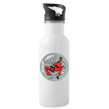 508. Luftlandedivision „Rote Teufel“ aus dem Zweit - Trinkflasche mit integriertem Trinkhalm - Weiß - Rechts