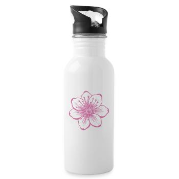 Cherry blossom flower - Water bottle with straw - white - Right