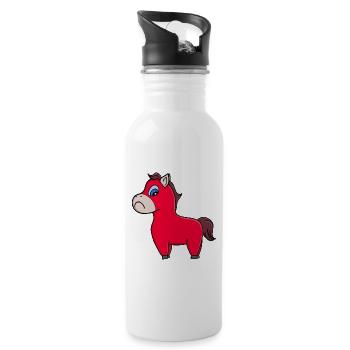 Year of the sad horse - Water bottle with straw - white - Right
