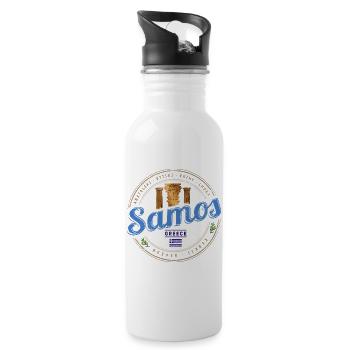 Samos Insel in Griechenland Vintage Souvenir - Trinkflasche mit integriertem Trinkhalm - Weiß - Rechts