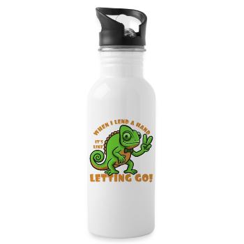 When I lend a hand its like two letting go! - Water bottle with straw - white - Right