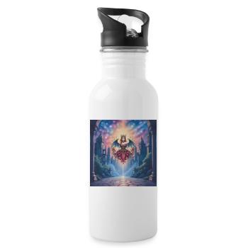Winged Queen in Celestial Portal - Water bottle with straw - white - Right